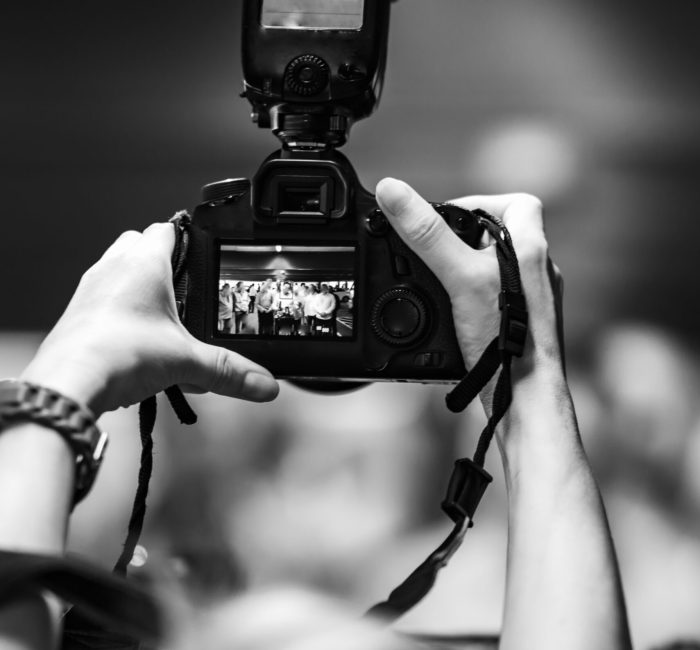 Camera at media conference